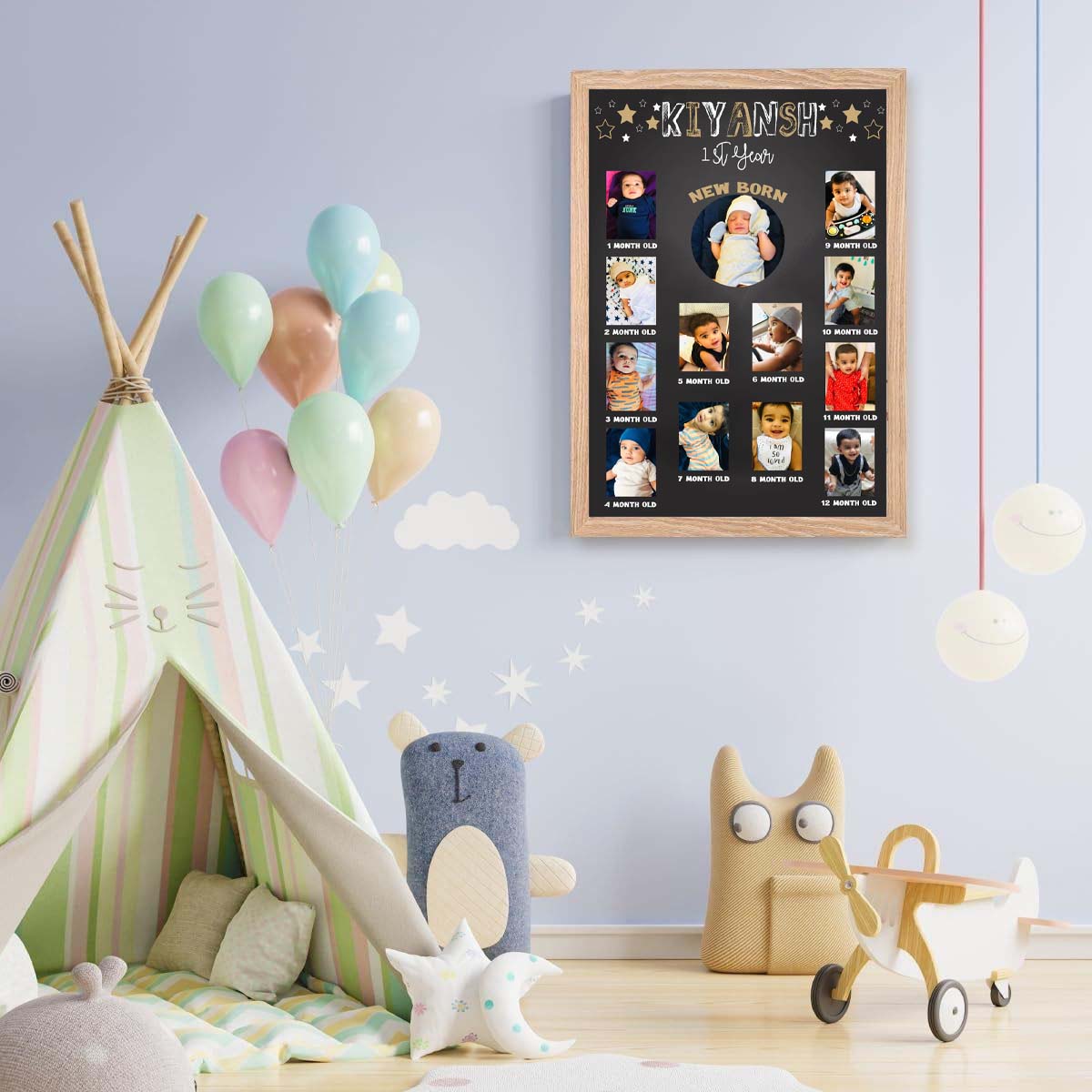 My First Year Customized Milestone Board for Kids Birthday Party(New Born -12 months )