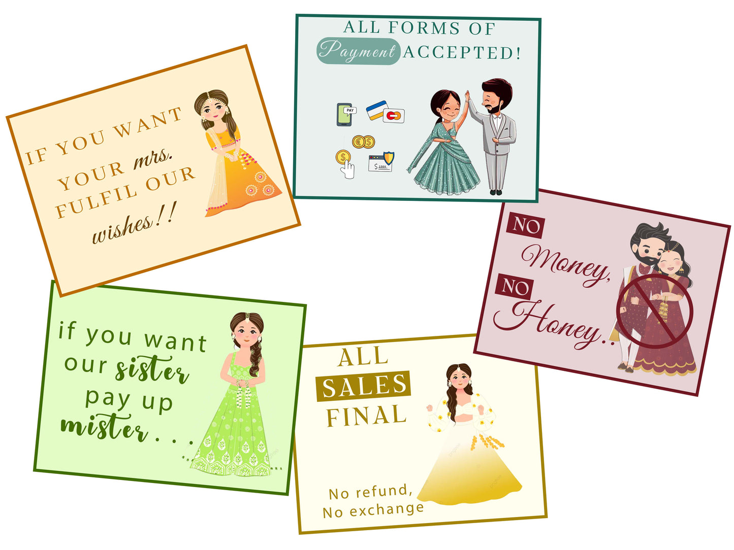 FUN DESI WEDDING SIGNS/ DESI INDIAN WEDDING/ HINDU WEDDING RASAM SIGNS