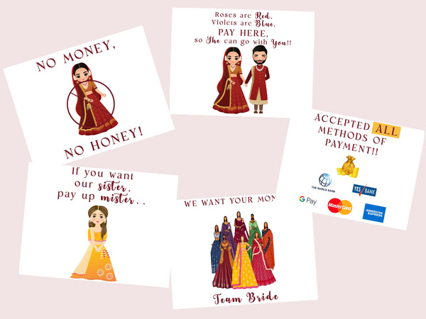 FUN DESI WEDDING SIGNS/ DESI INDIAN WEDDING/ HINDU WEDDING RASAM SIGNS