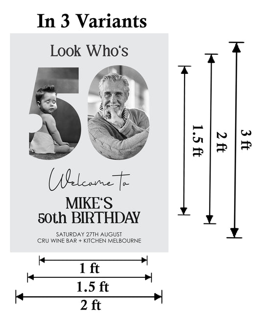 50th Birthday Milestone Birthday Party Welcome Board