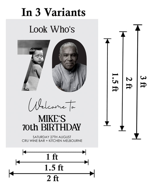 70th Birthday Milestone Birthday Party Welcome Board