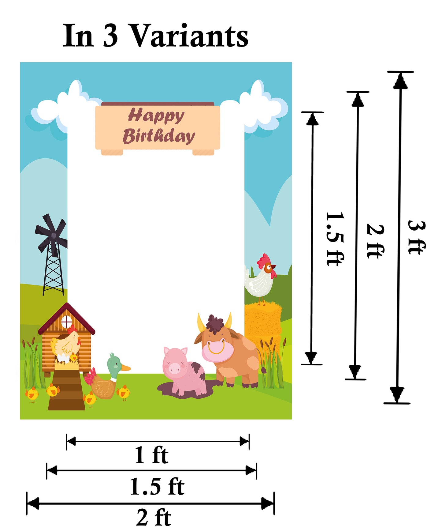 Farm Animal Theme Birthday Party Selfie Photo Booth Frame