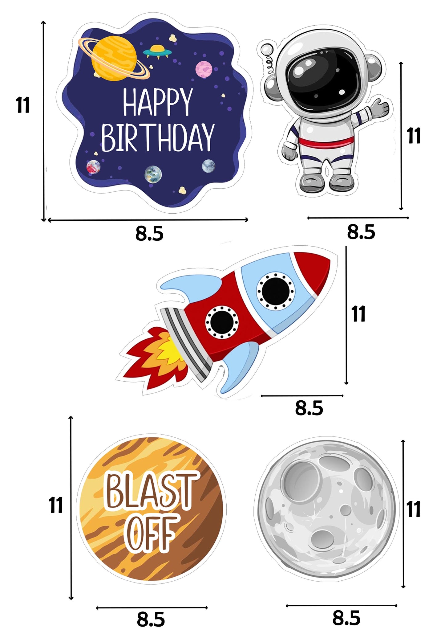 Space Theme Birthday Party Cutouts