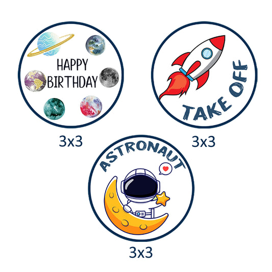 Space Theme Birthday Party Cupcake Toppers for Decoration