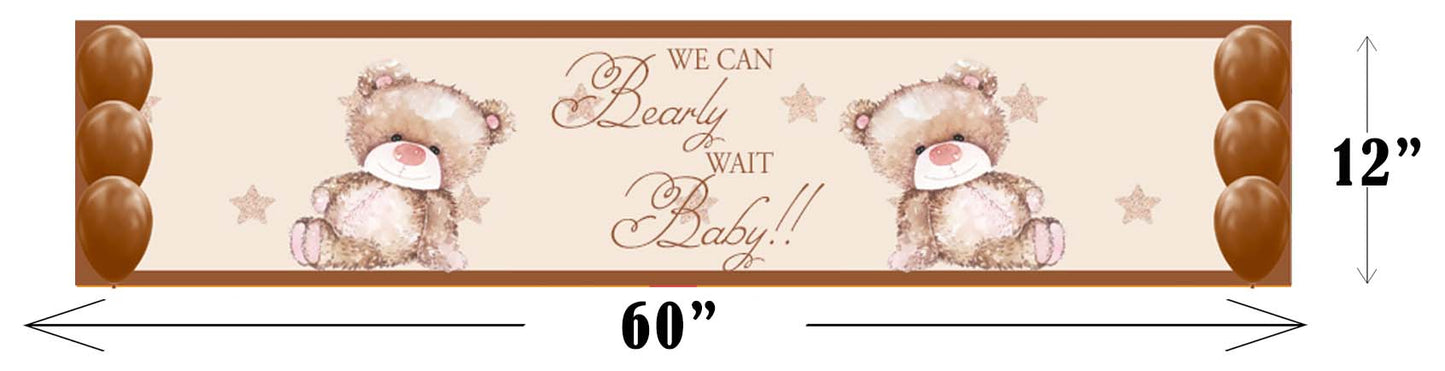 We Can Bearly Wait Baby Shower Long Banner for Decoration