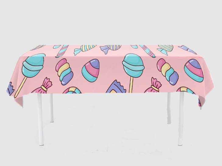 Candy Theme Birthday Cake Table Cover