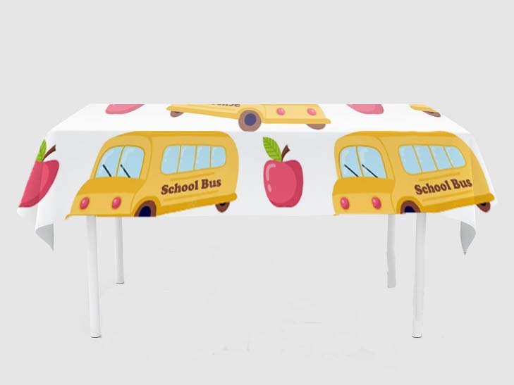 Wheel On The Bus Theme Birthday Cake Table Cover