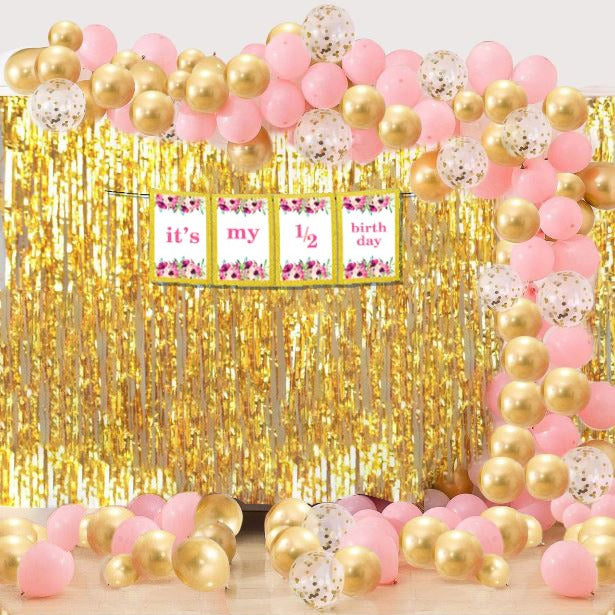 Half Birthday Pink Decoration Balloons Kit