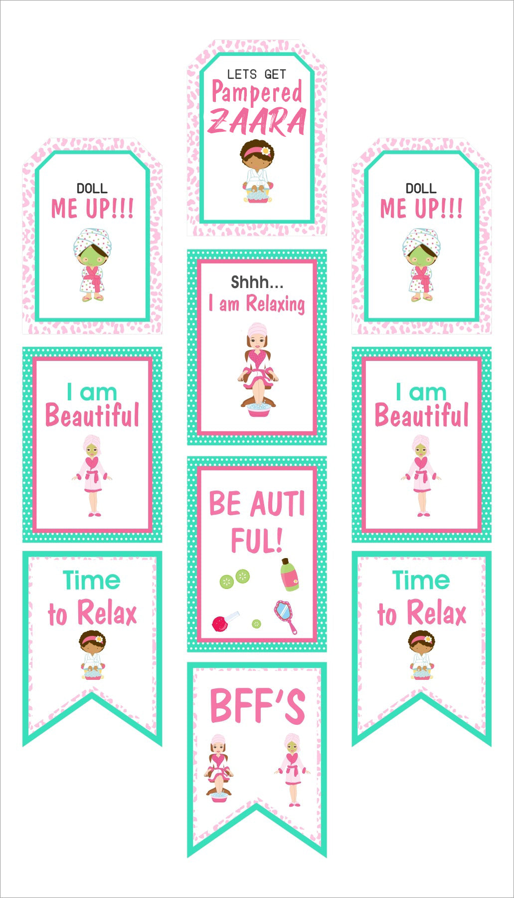 Spa Theme Birthday Party Paper Door Banner for Wall Decoration