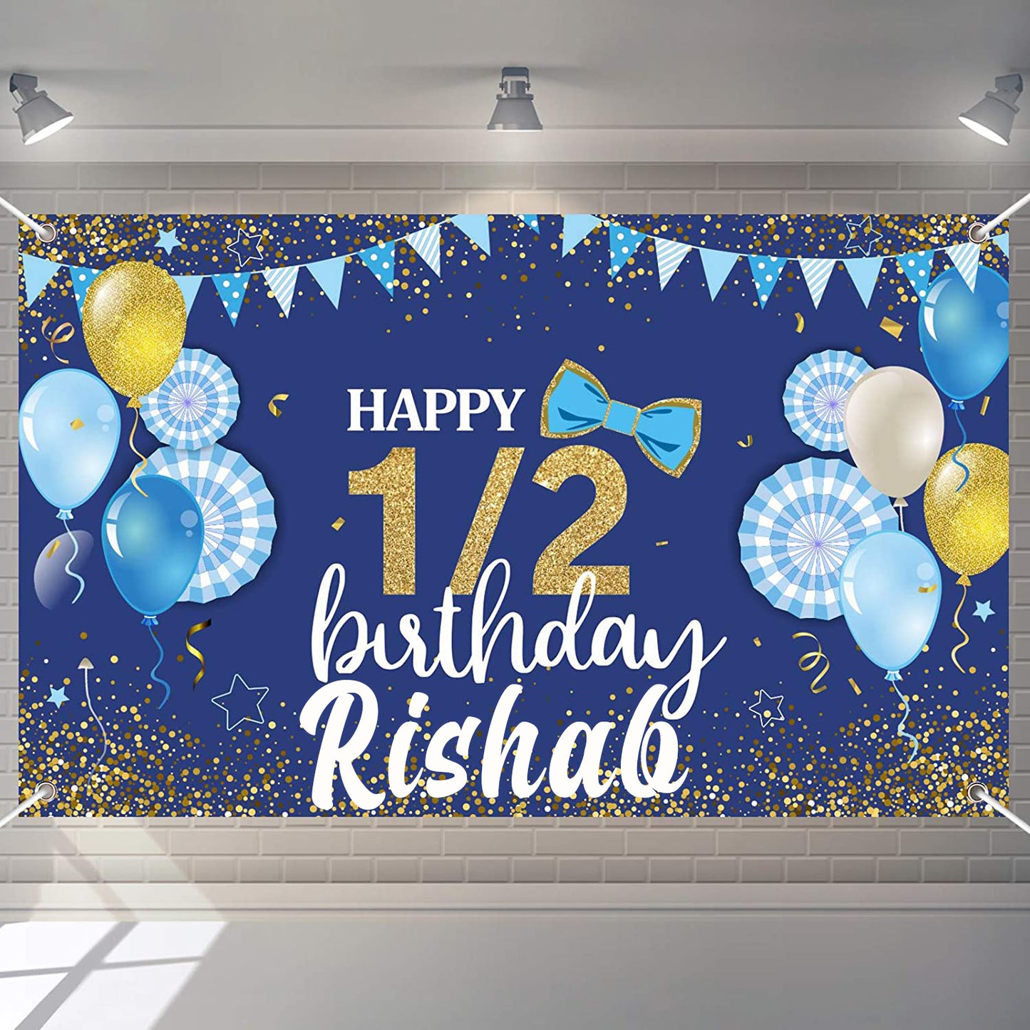 Half Birthday Party Boys Backdrop