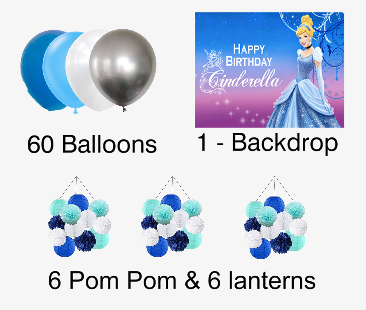 Cinderella Theme Birthday Party Complete Decoration Kit