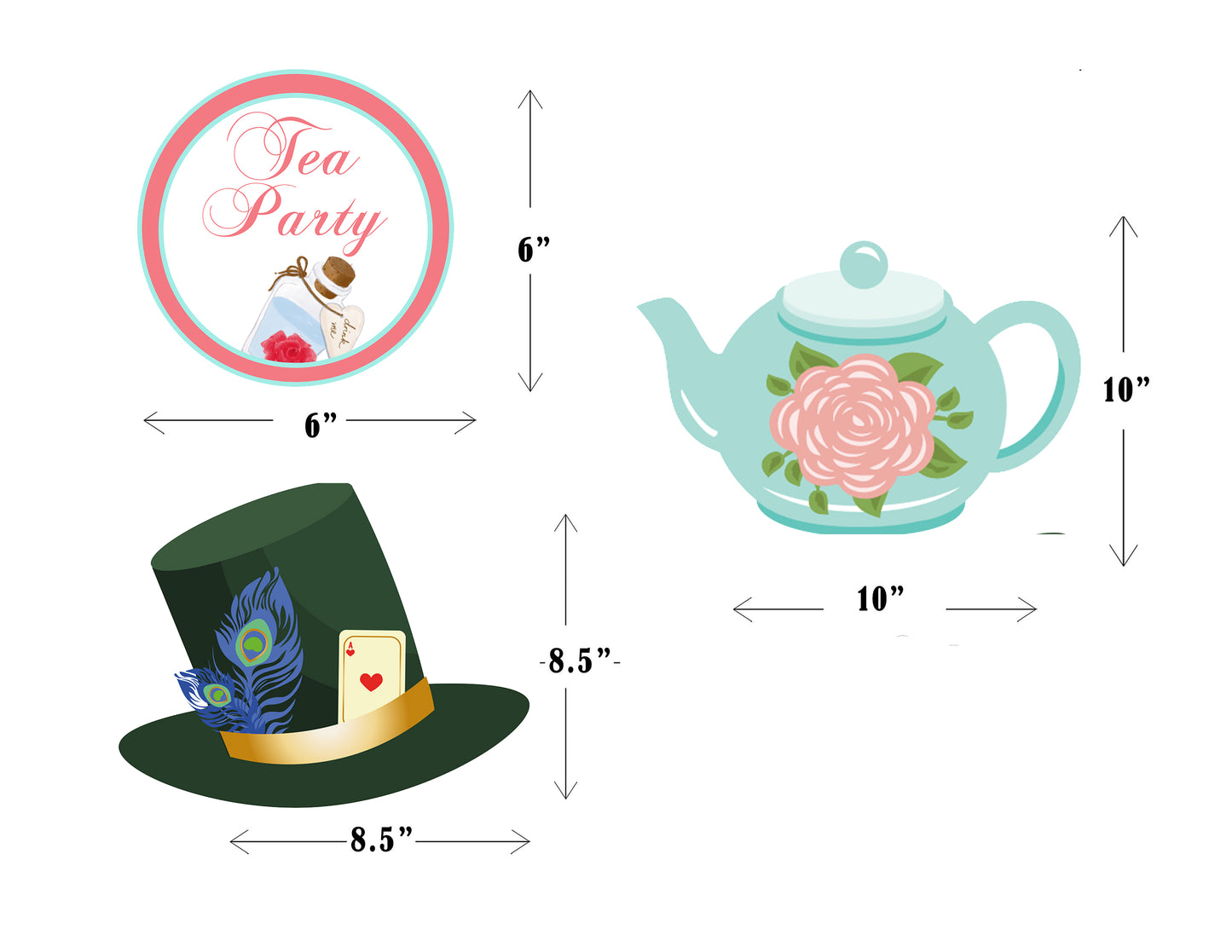 Alice Tea Party theme Birthday Party Table Toppers for Decoration