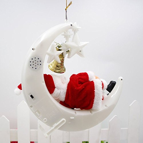 The Electric Santa Claus sleeping on the moon ,Snoring singing with music LED for Christmas , new year decorations electric toy Toys for children