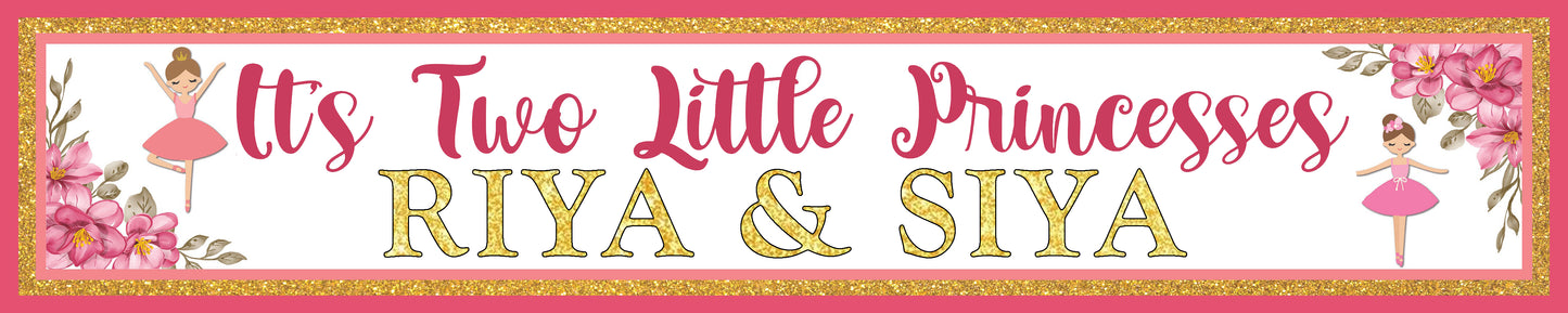 Twin Girls Theme Birthday Party Long Banner for Decoration