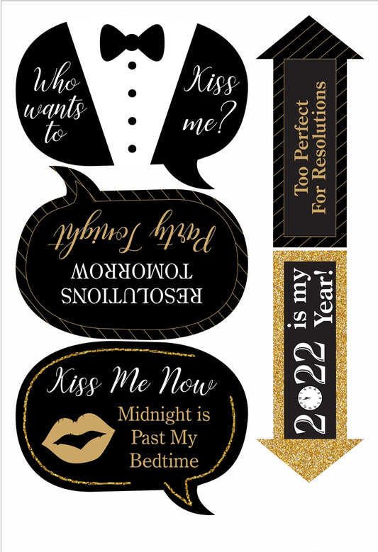 New Year Party Photo Booth Props for Decorations