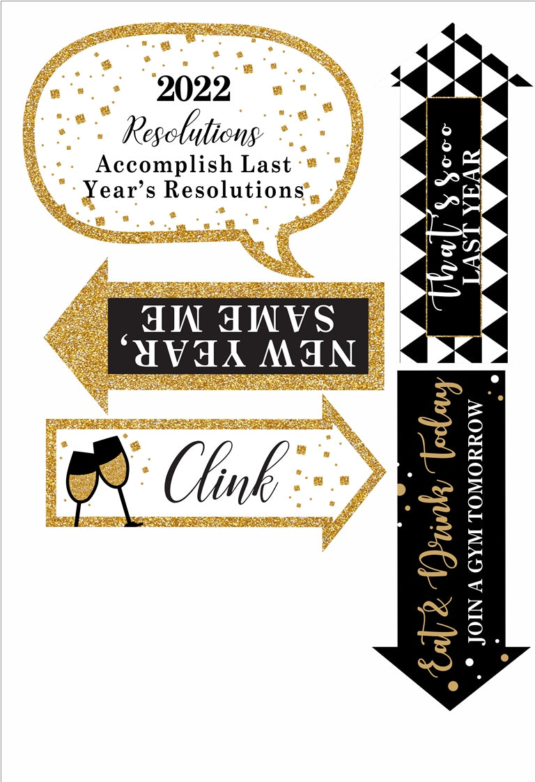 New Year Party Photo Booth Props for Decorations