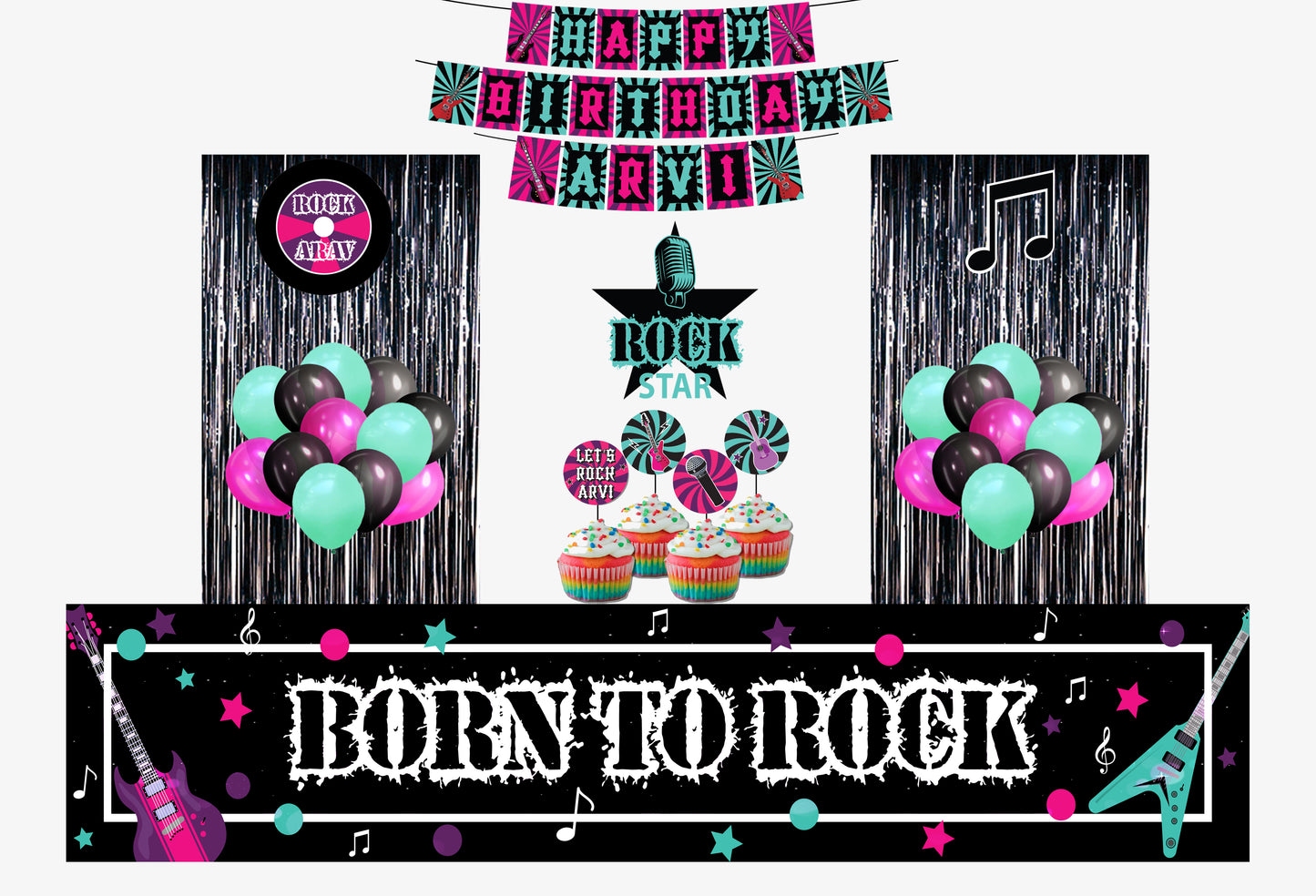 Rockstar Theme Birthday Party Decoration Kit
