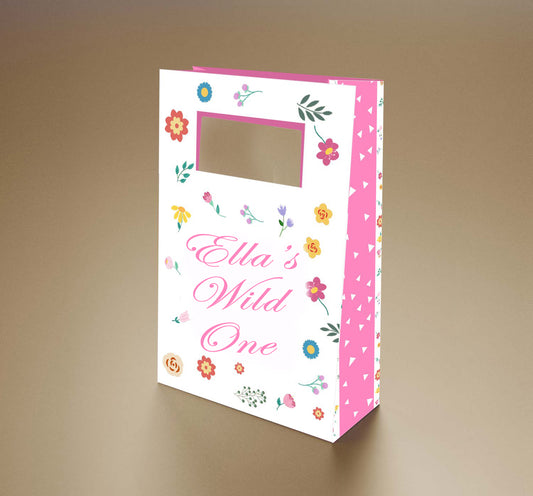 "Wild One"- Girl First Birthday Theme Based Favor Box/Return Gift Bag - Pack Of 6