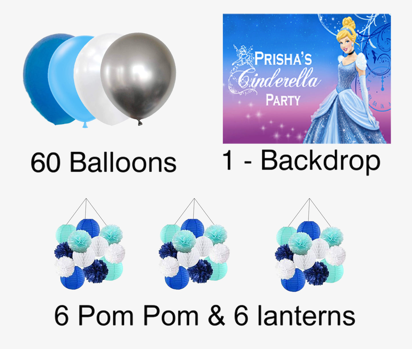 Cinderella Theme Birthday Party Complete Decoration Kit