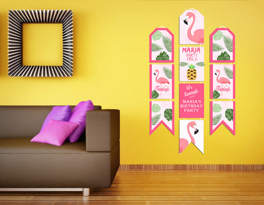 Flamingo Theme Birthday Party Paper Door Banner for Wall Decoration
