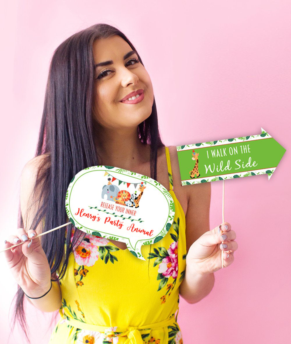 Jungle Theme Birthday Party Photo Booth Props Kit
