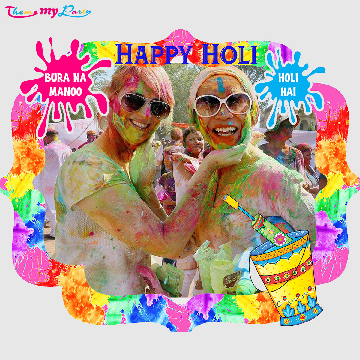 Holi Party Selfie Photo Booth Frame