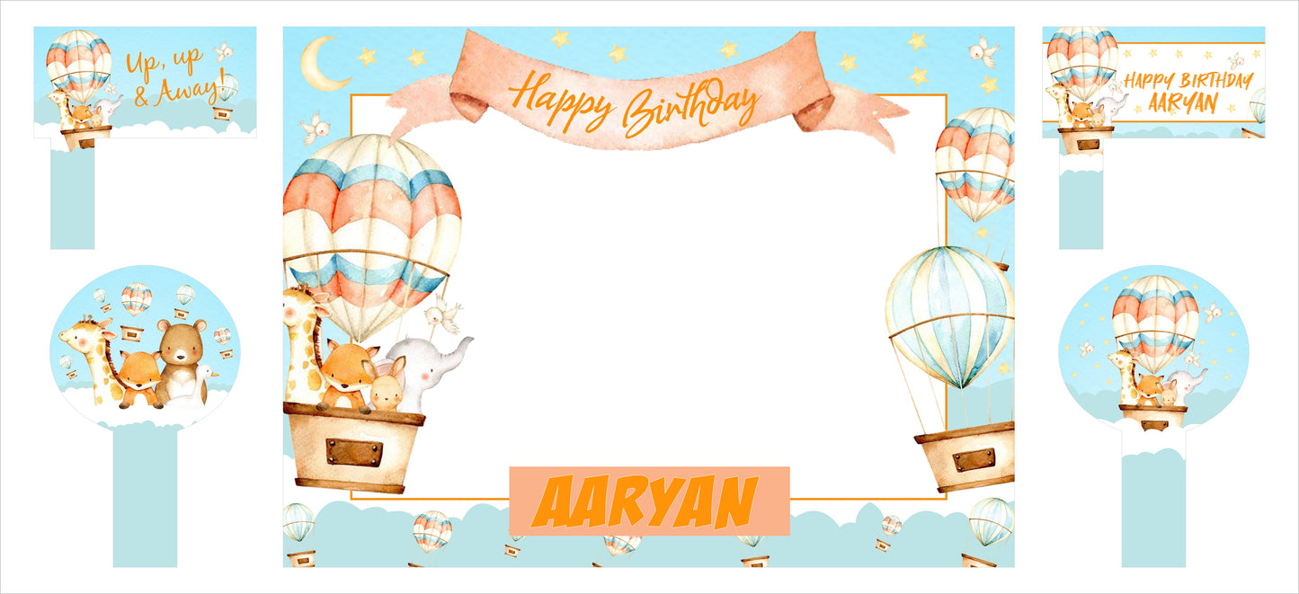 Hot Air Theme Birthday Party Selfie Photo Booth Frame & Props