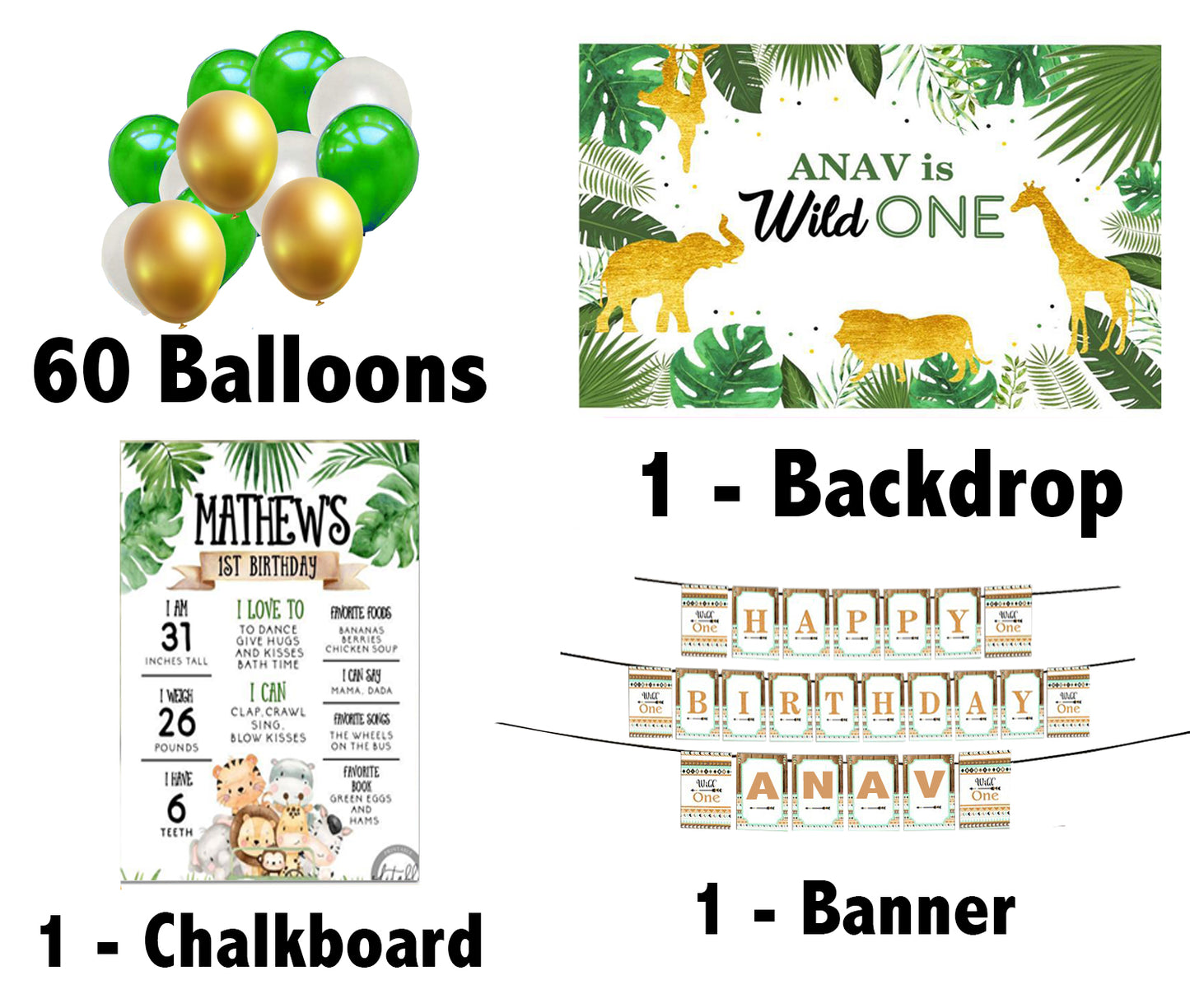 Wild One New Birthday Party Personalized Complete Kit