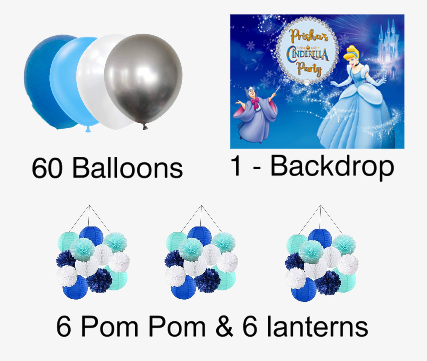Cinderella Theme Birthday Party Complete Decoration Kit