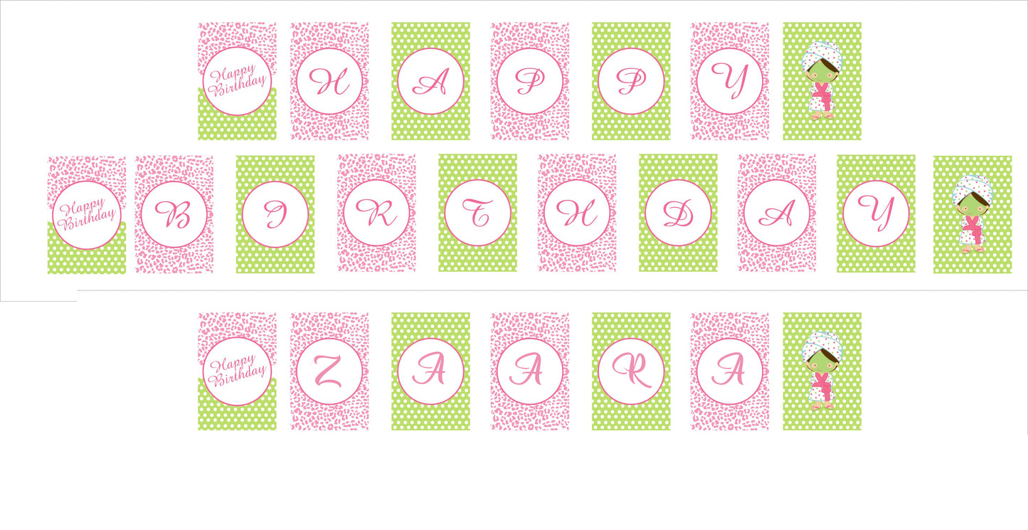 Spa Theme Birthday Party Banner for Decoration