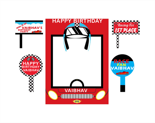 Cars Birthday Party Selfie Photo Booth Frame & Props