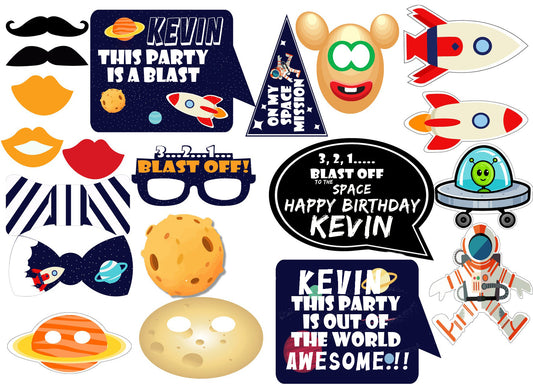 Space Theme Birthday Party Photo Booth Props Kit