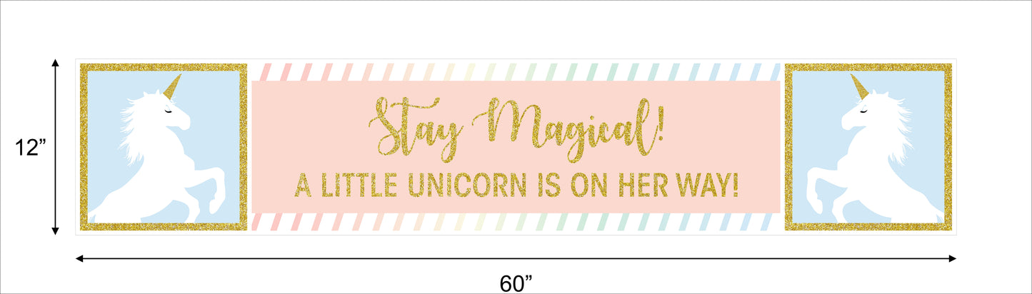 Unicorn Theme Birthday Party Long Banner for Decoration