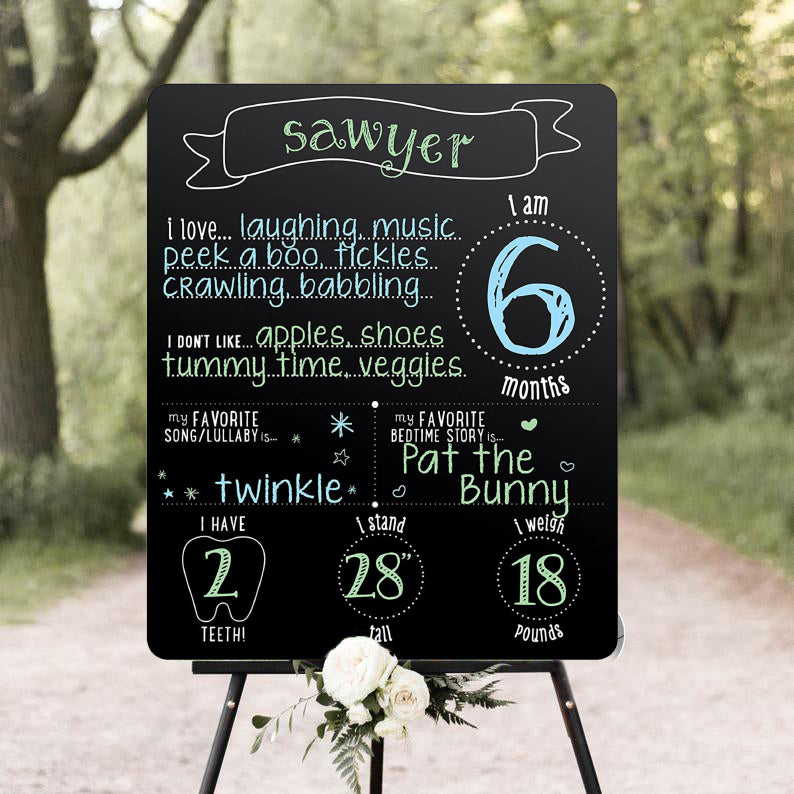 Half Birthday Birthday Party Customized Chalkboard/Milestone Board