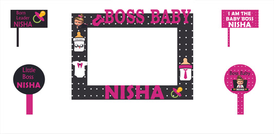 Boss Baby Girl Theme Birthday Party Selfie Photo Booth Frame & Props