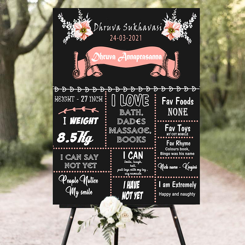 Annaprashan Customized Chalkboard/Milestone Board for Kids Annaprasan Ceremony
