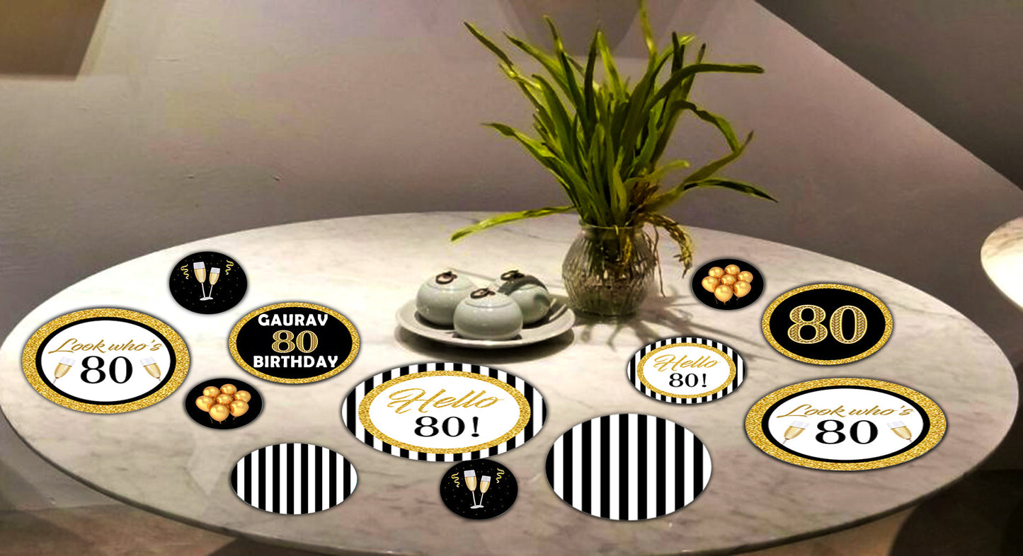 80th Birthday Party table confetti