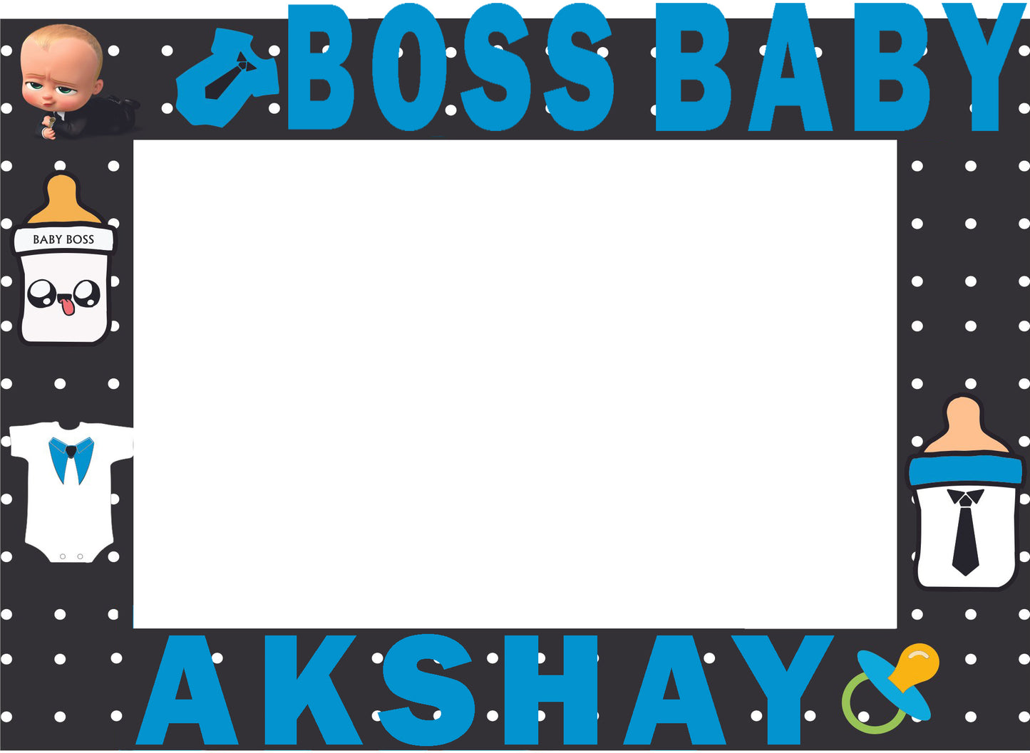 Boss Baby Theme Birthday Party Selfie Photo Booth Frame & Props