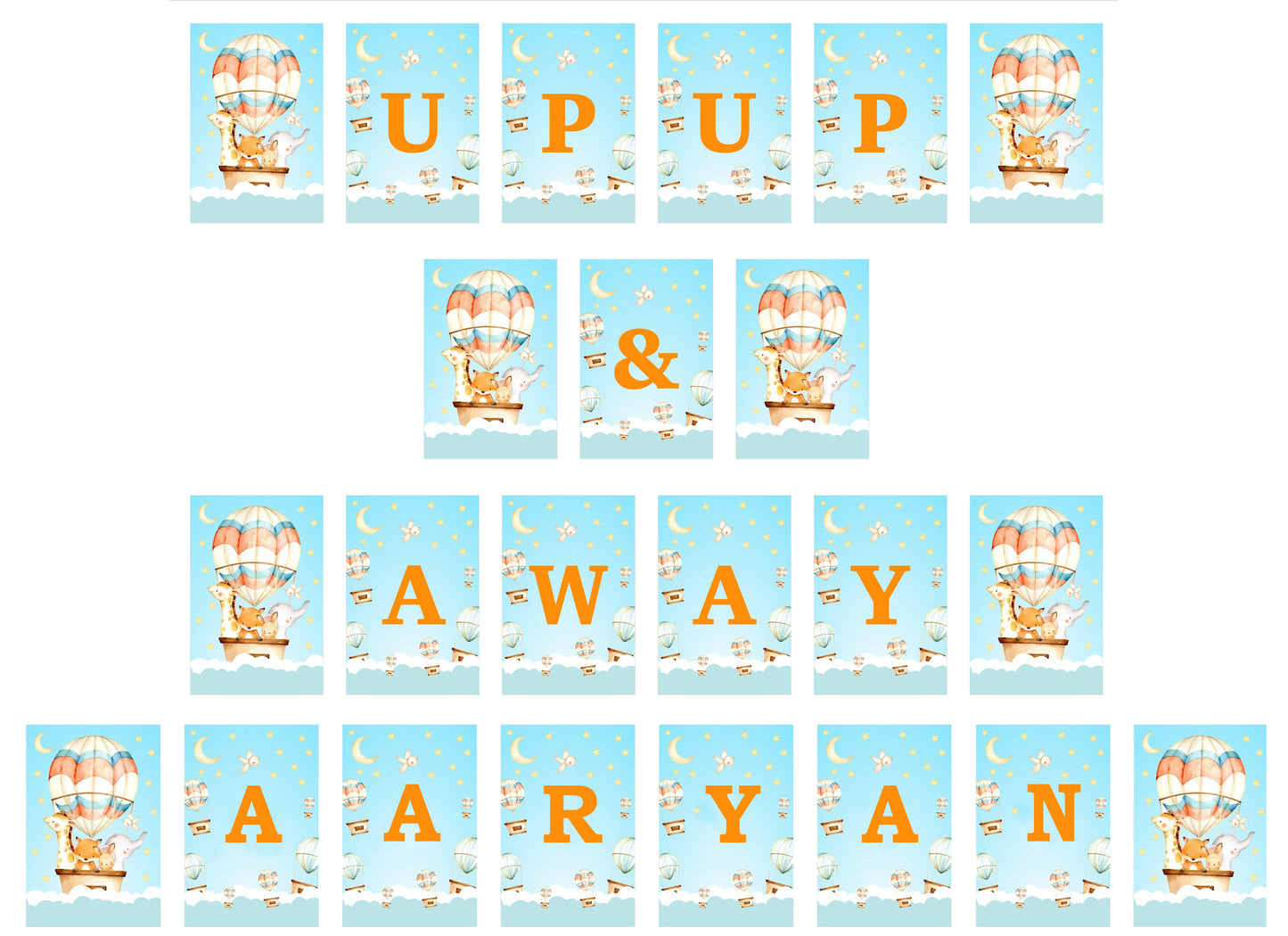 Hot Air Theme Birthday Party Banner for Decoration
