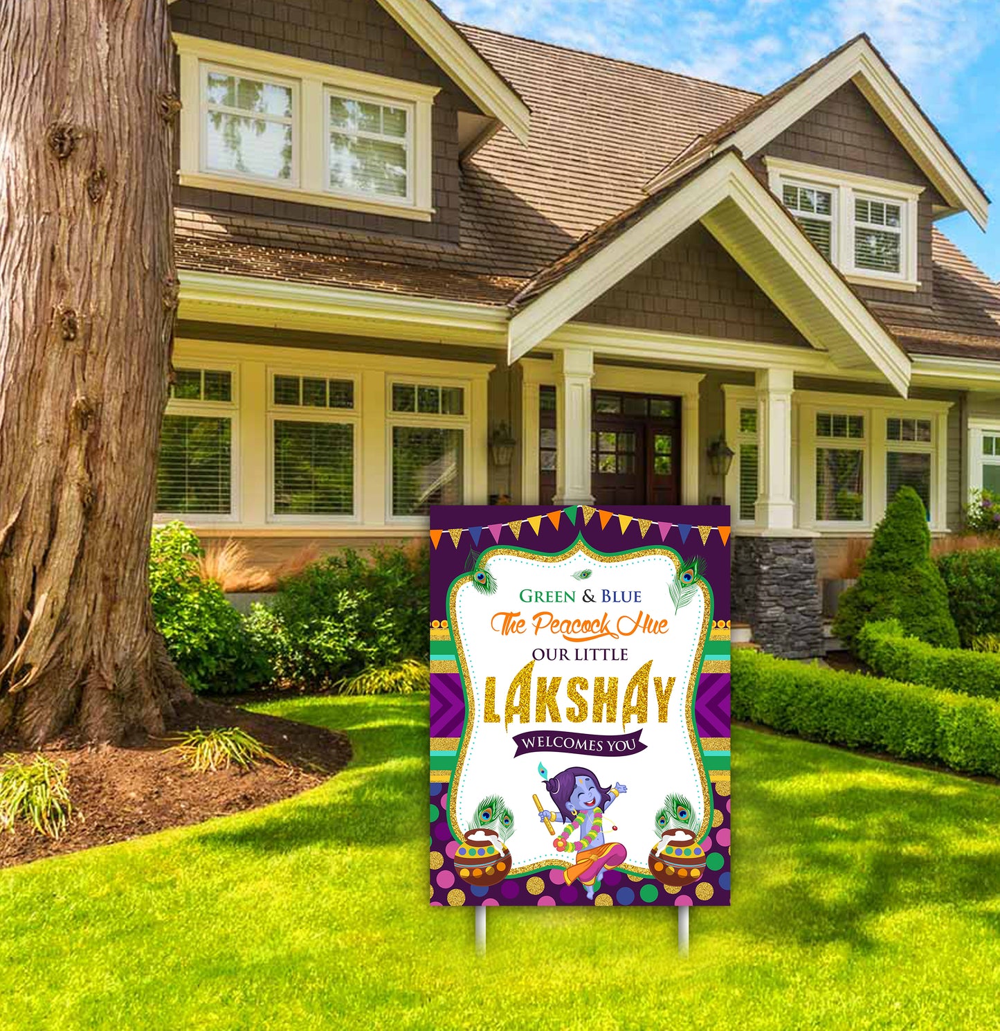"Little Krishna"-Birthday Welcome Lawn Sign (Pack Of 1)