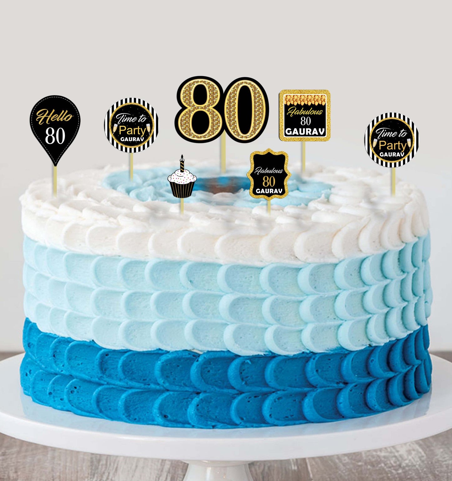 80th Birthday Party Cupcake Toppers for Decoration
