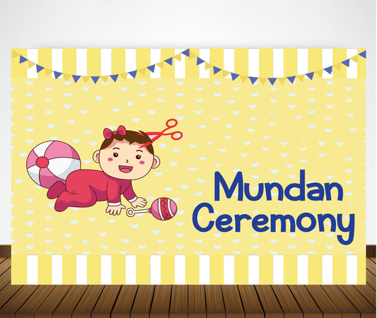 Mundan Ceremony / My First Haircut Girls Party Backdrop Banner