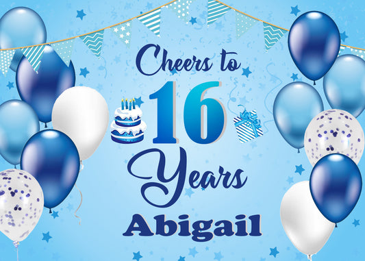 Personalize 16th Birthday Backdrop Banner
