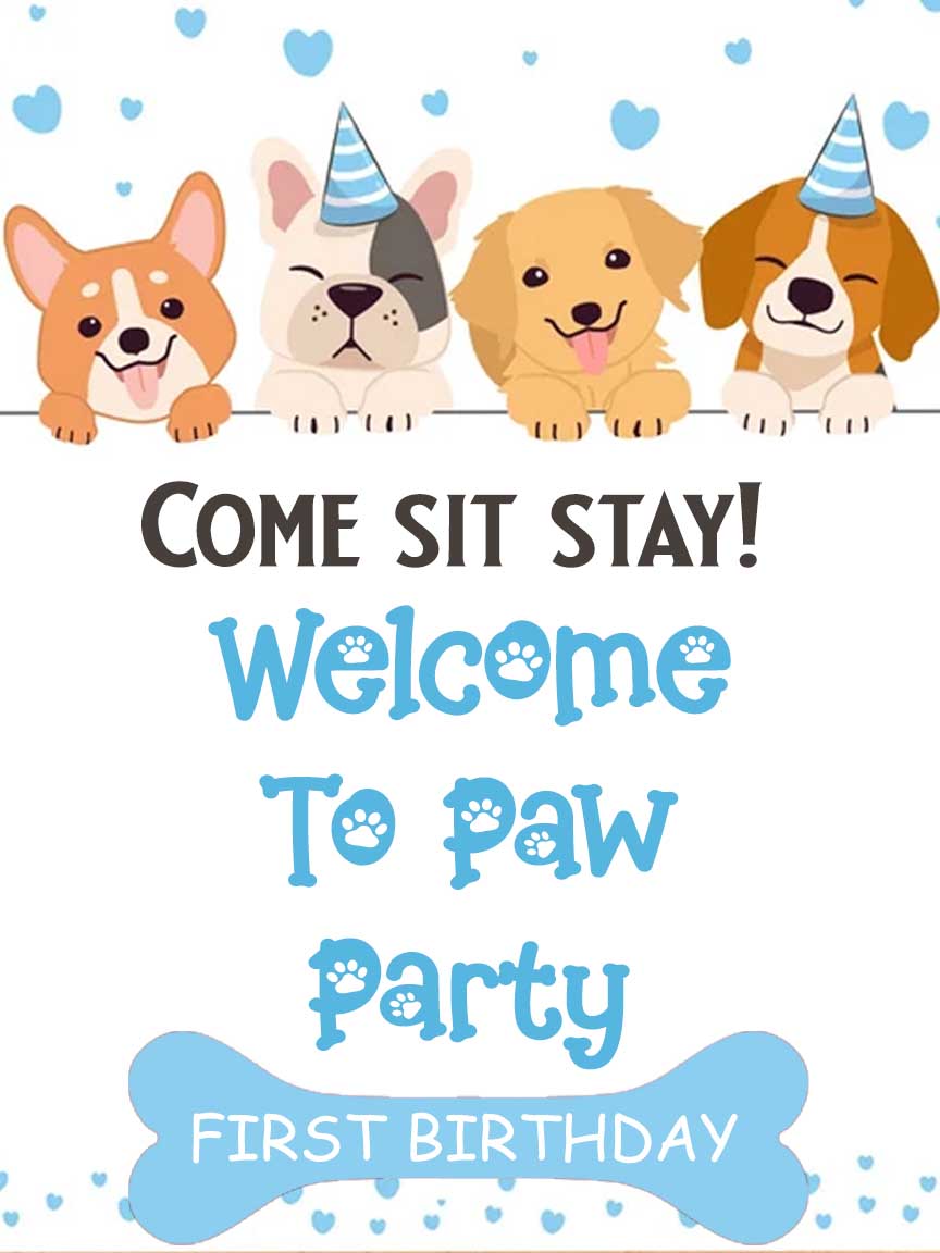 Dog Theme Birthday Party Welcome Board
