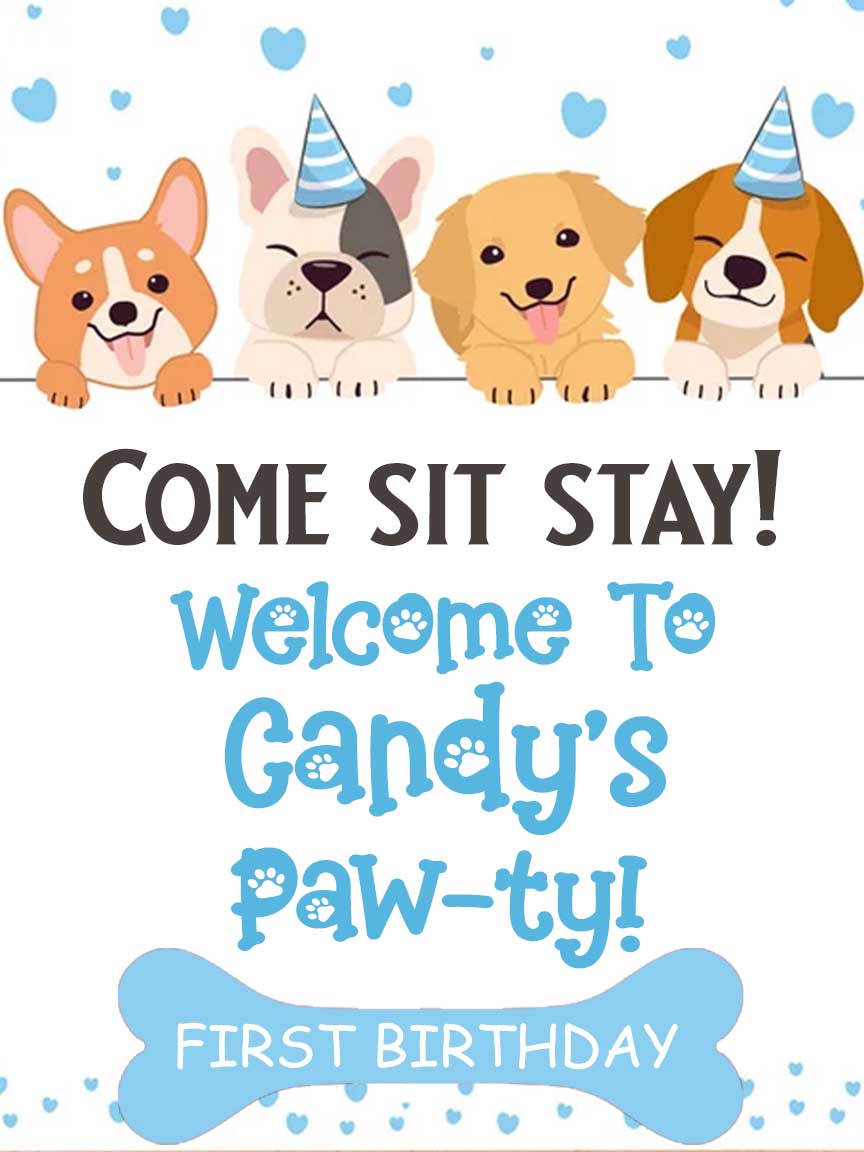 Dog Theme Birthday Party Welcome Board
