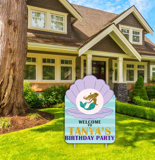 Mermaid Theme Birthday Party Welcome Board
