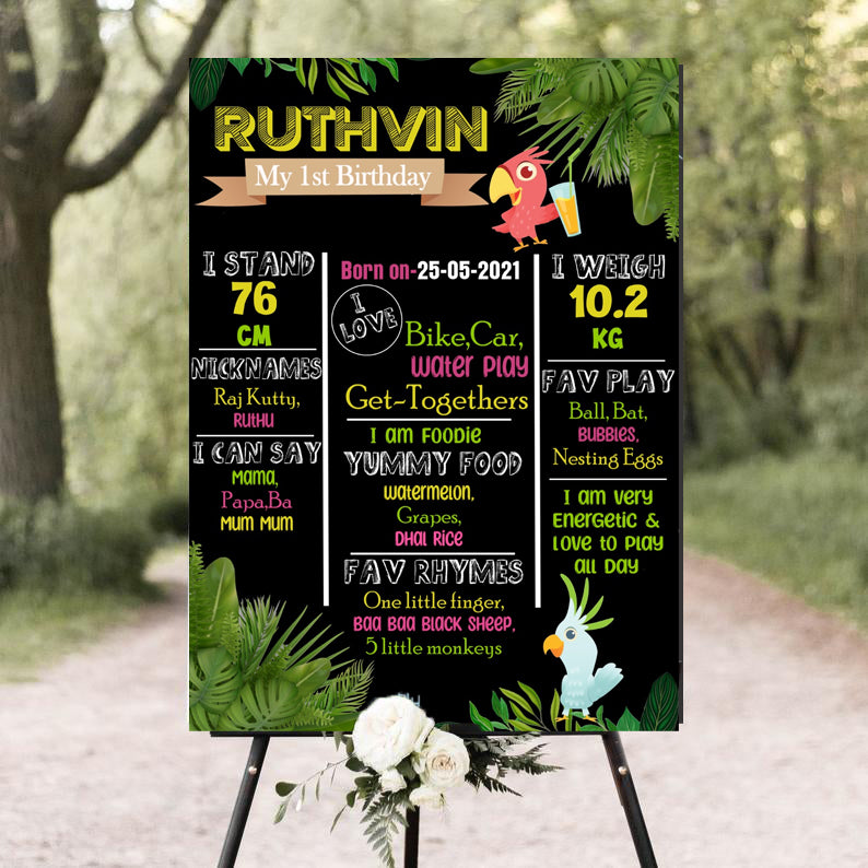 Birds Theme Customized Chalkboard Milestone Board for Kids Birthday Party
