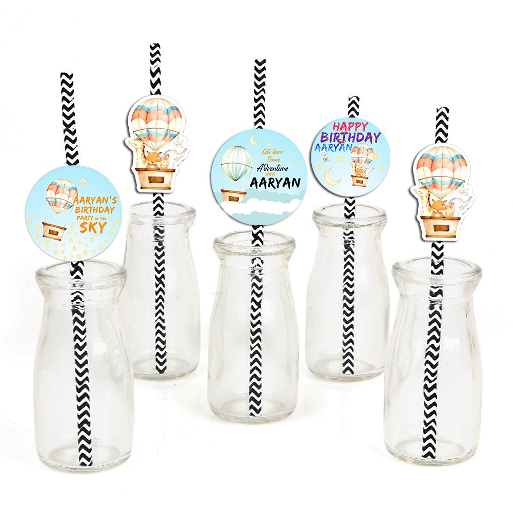 Hot Air Theme Birthday Party Paper Decorative Straws