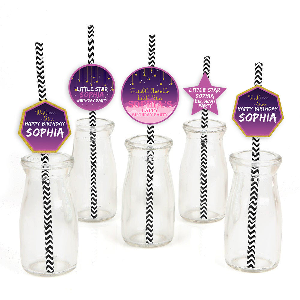 Twinkle Twinkle Little Star Theme Birthday Party Paper Decorative Straws