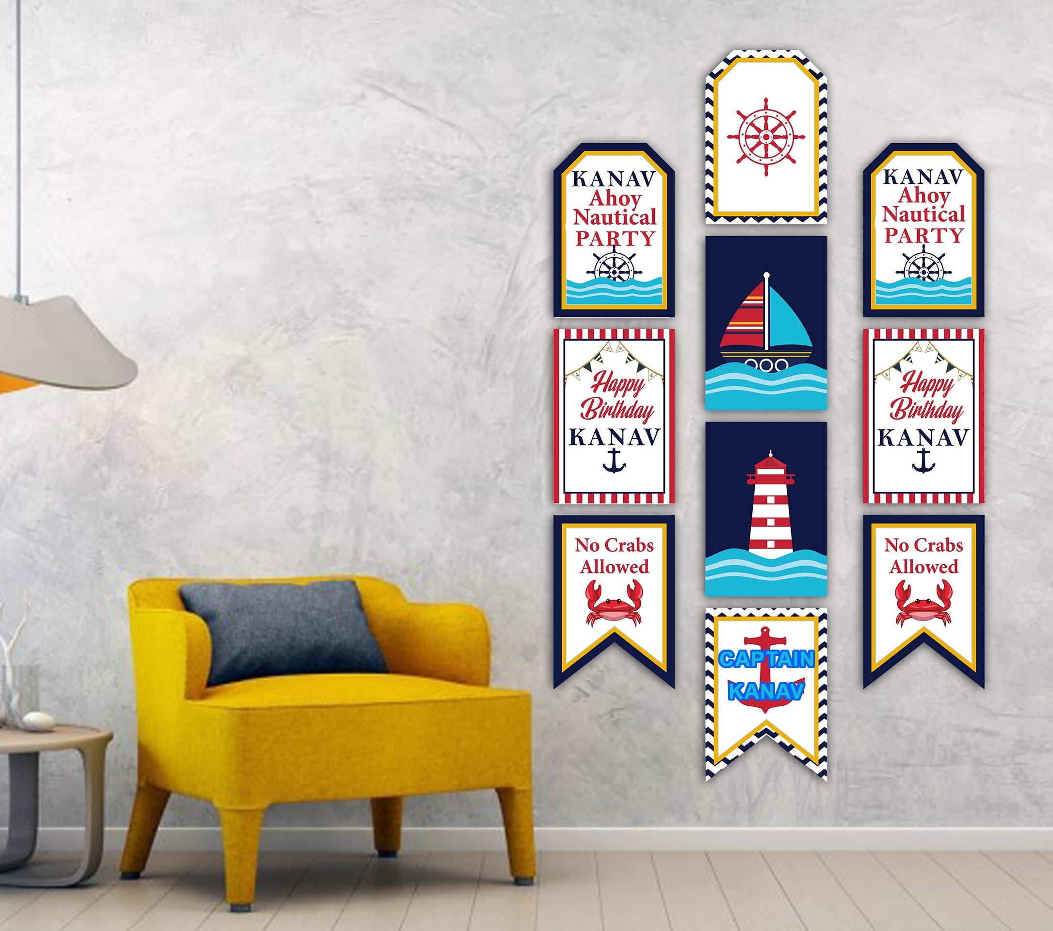 Buy Nautical Ahoy Theme Birthday Paper Door Banner for Wall Decoration, Party  Supplies